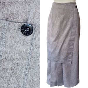 Bitte Kai Rand Copenhagen Maxi Wool Skirt Wrap Kick Pleat 38 M? Taupe Greige